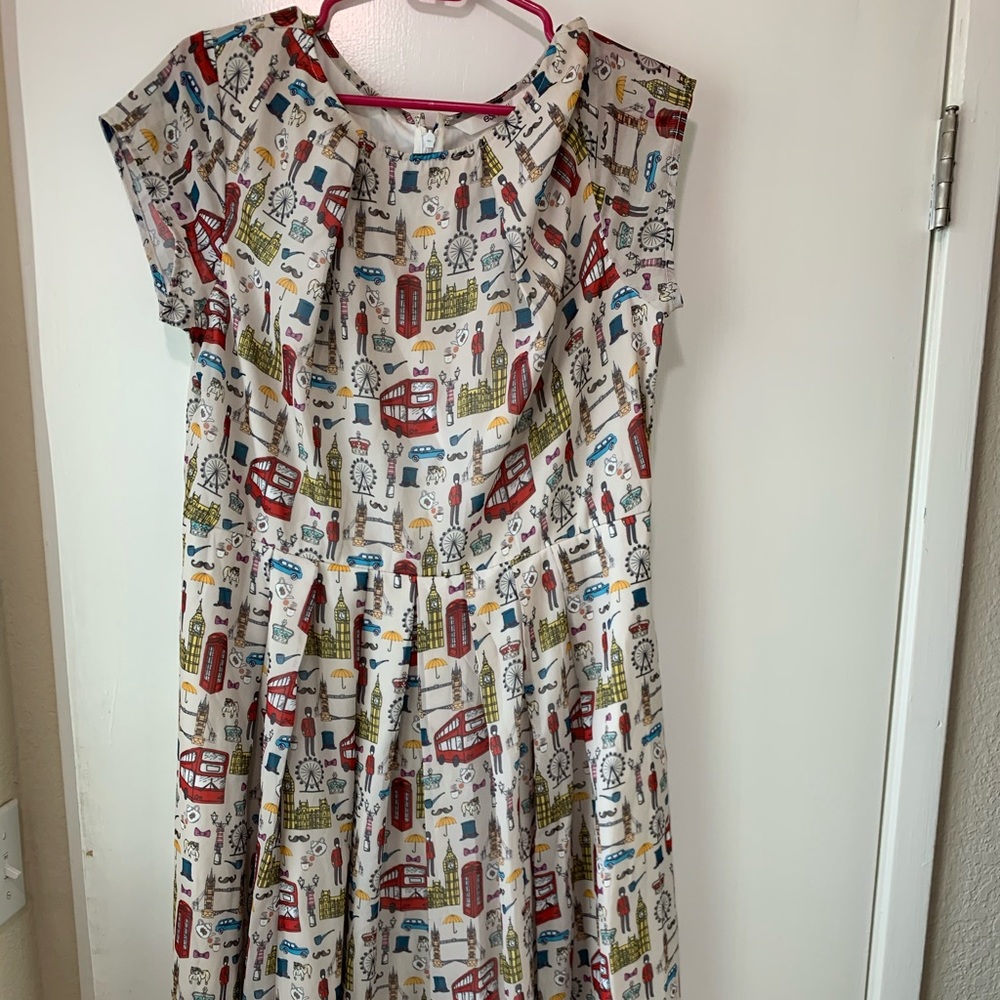 Eshakti Printed Pleat Neck Georgette Dress XL-16